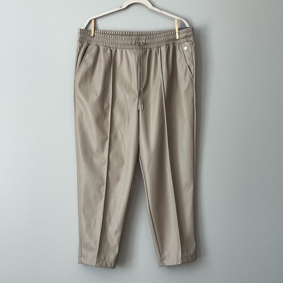 NWT Calia High Rise Straight Faux Leather Pintuck Pant / Neutral / SZ XXL‎ - Picture 1 of 11
